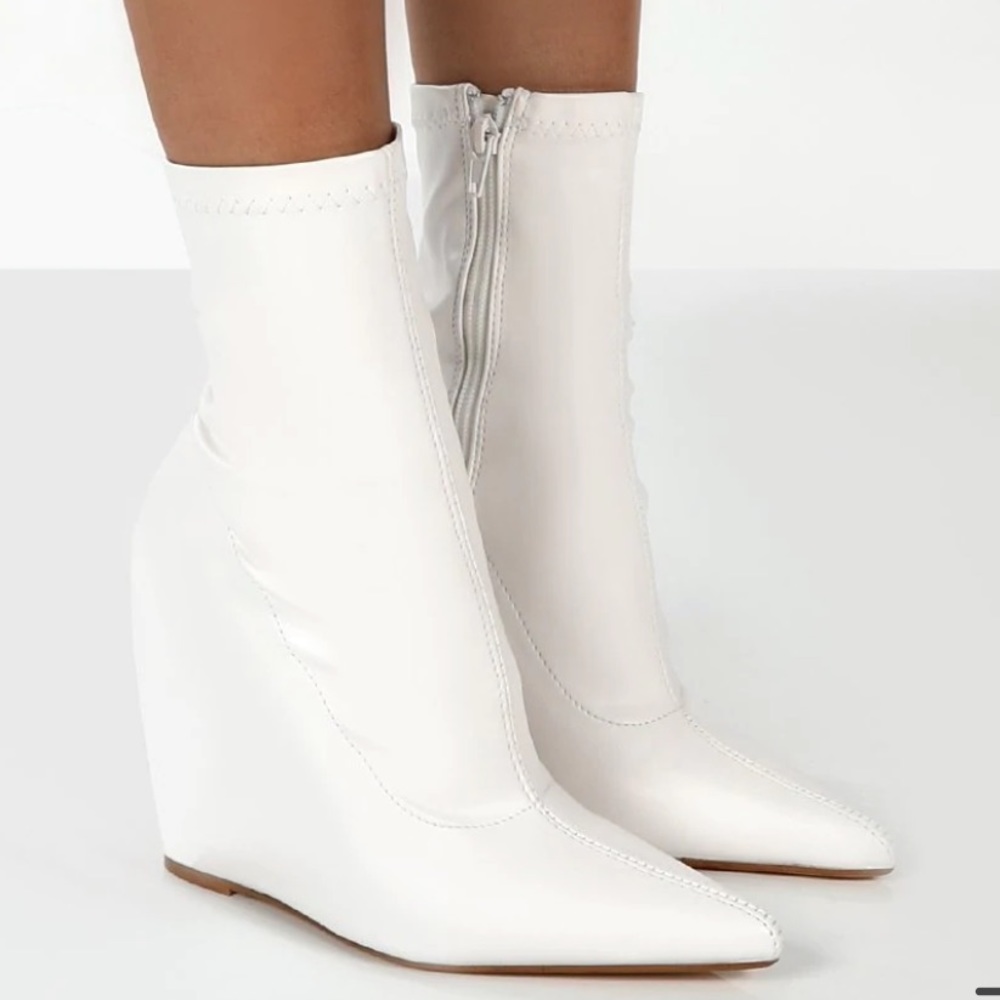 White Wedge Ankle Boots